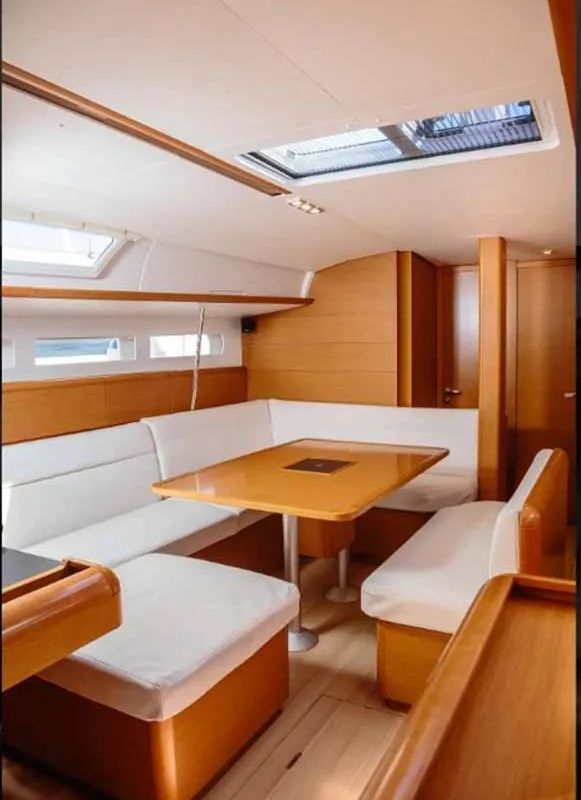 Salon of Kalos, a Jeanneau Sun Odyssey 519 sailboat at Tropea, Italy