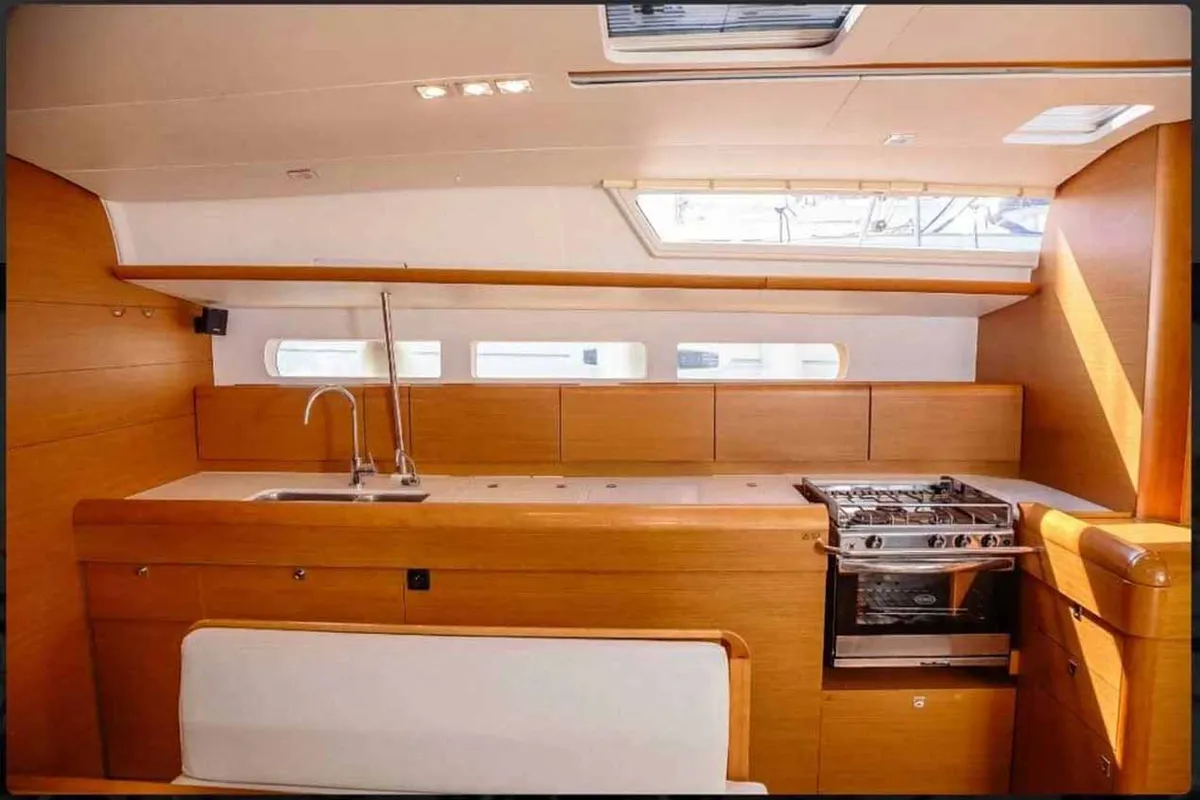 Galley of Kalos, a Jeanneau Sun Odyssey 519 sailboat at Tropea, Italy