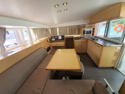 Salon of ToyBoy, a Lagoon 400 S2 catamaran at Mai Khao, Thailand
