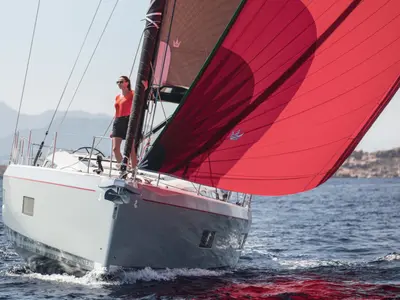 Exterior view of Mythodea, a Beneteau Oceanis 51.1 sailboat at Athens, Greece