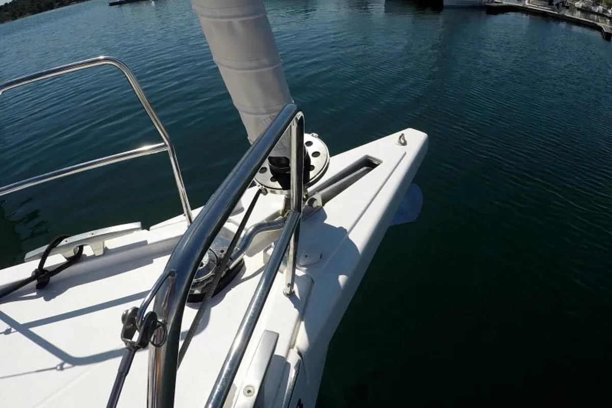 Deck of Avanti, a Dufour 470 sailboat at Grad Šibenik, Croatia