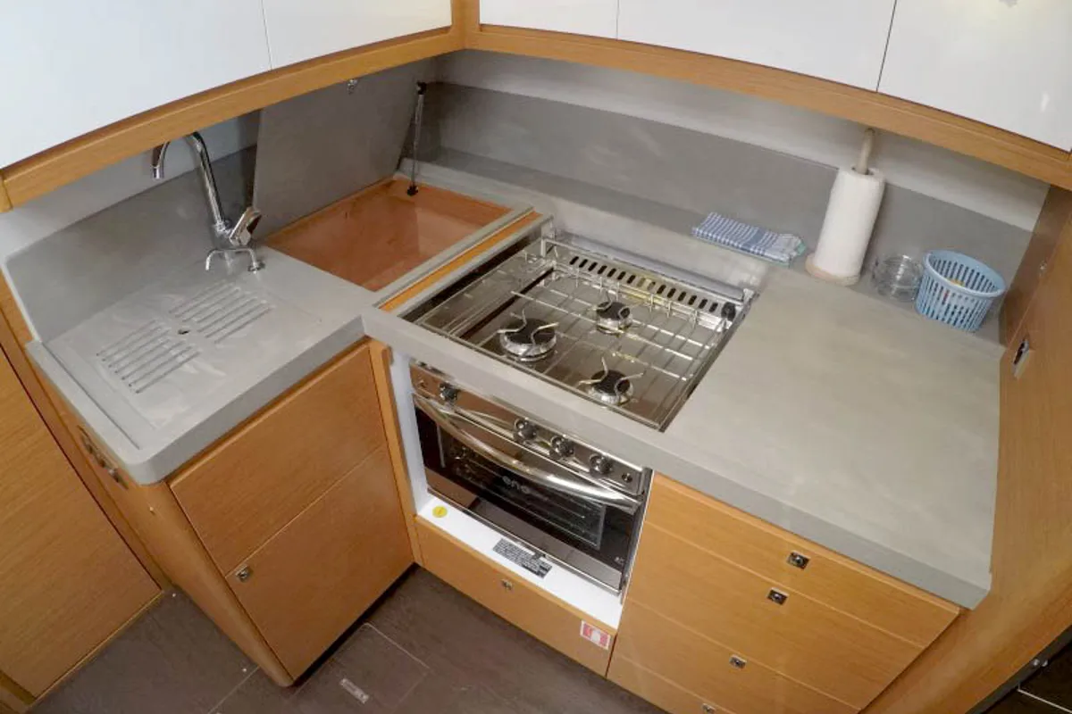 Galley of Avanti, a Dufour 470 sailboat at Grad Šibenik, Croatia