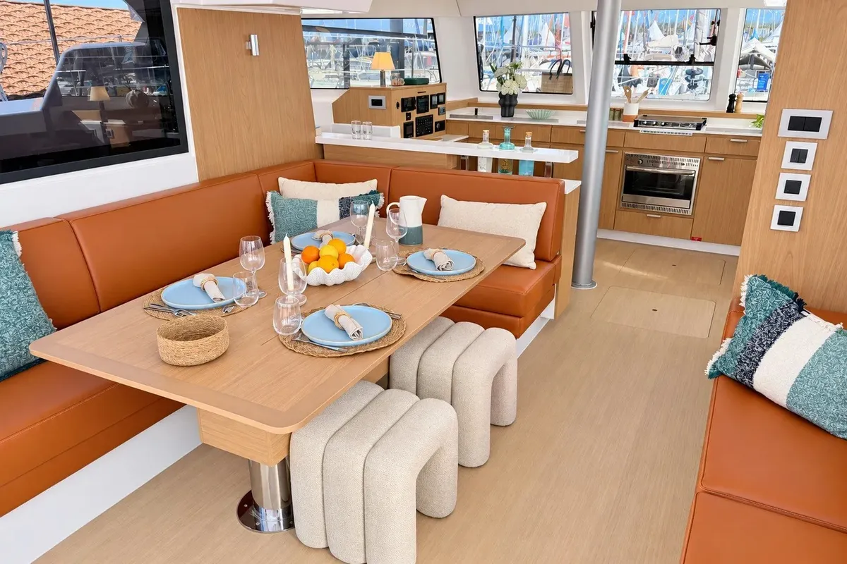 Galley of El Lucky, a Bali Catspace catamaran at Lefkada, Greece