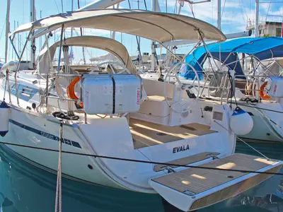 Deck of Evala, a Bavaria Cruiser 37 sailboat at Split, Croatia