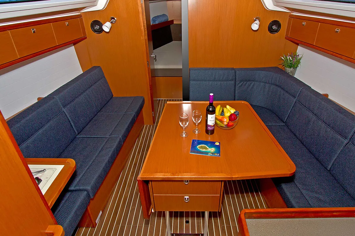 Salon of Evala, a Bavaria Cruiser 37 sailboat at Split, Croatia