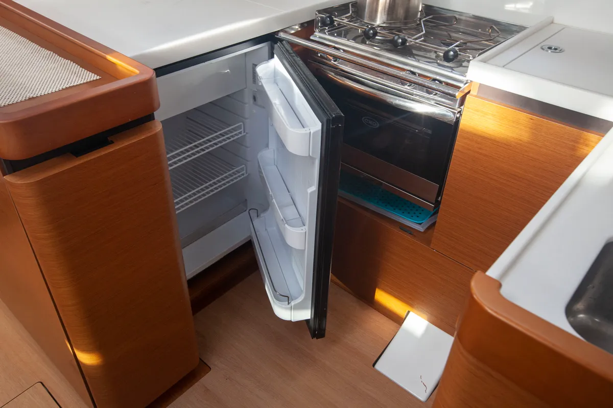 Galley of Celtic Breeze, a Jeanneau Sun Odyssey 440 sailboat at Marmaris, Turkey