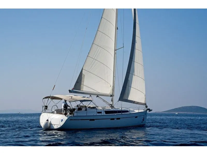 Exterior view of MH 48, a Bavaria Cruiser 46 sailboat at Murter, Croatia