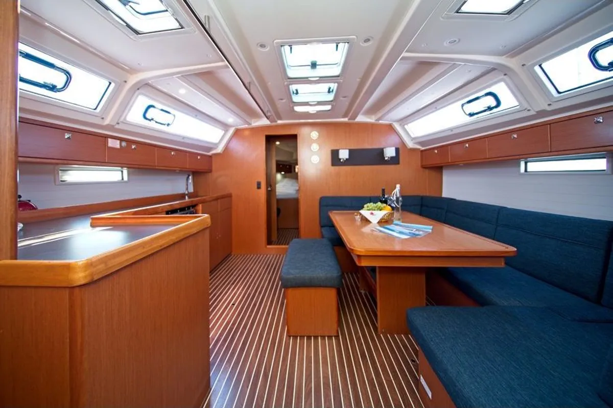 Salon of MH 48, a Bavaria Cruiser 46 sailboat at Murter, Croatia