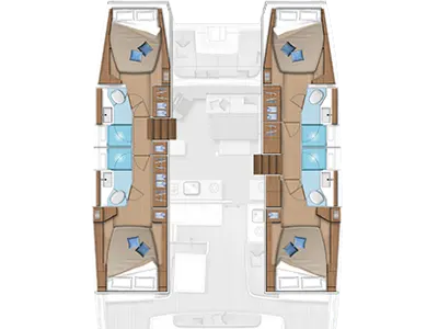 Floor plan of Starfish, a Lagoon 46 catamaran at Road Town, British Virgin Islands