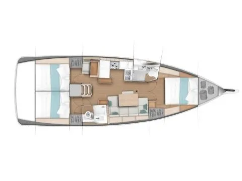 Floor plan of ŠINKI, a Jeanneau Sun Odyssey 440 sailboat at Općina Sukošan, Croatia