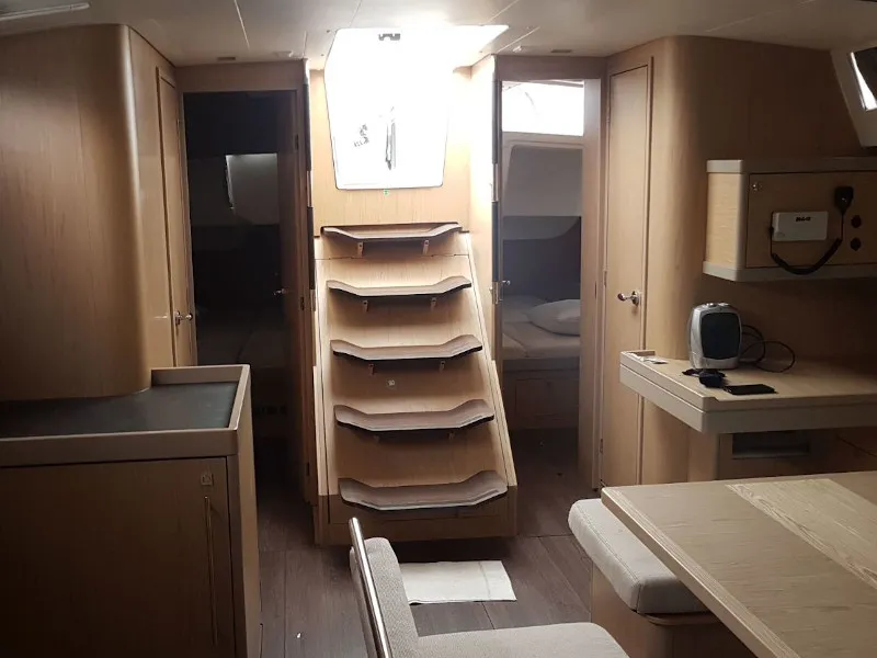 Salon of Orchidea, a Beneteau Oceanis 48 sailboat at Puntone di Scarlino, Italy