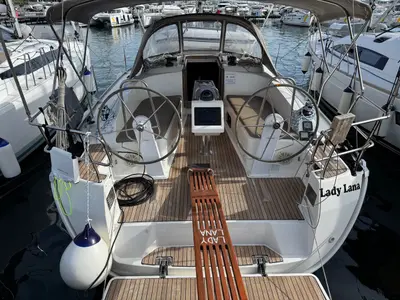 Cockpit of Lady Lana, a Bavaria Cruiser 37 sailboat at Punat, Croatia
