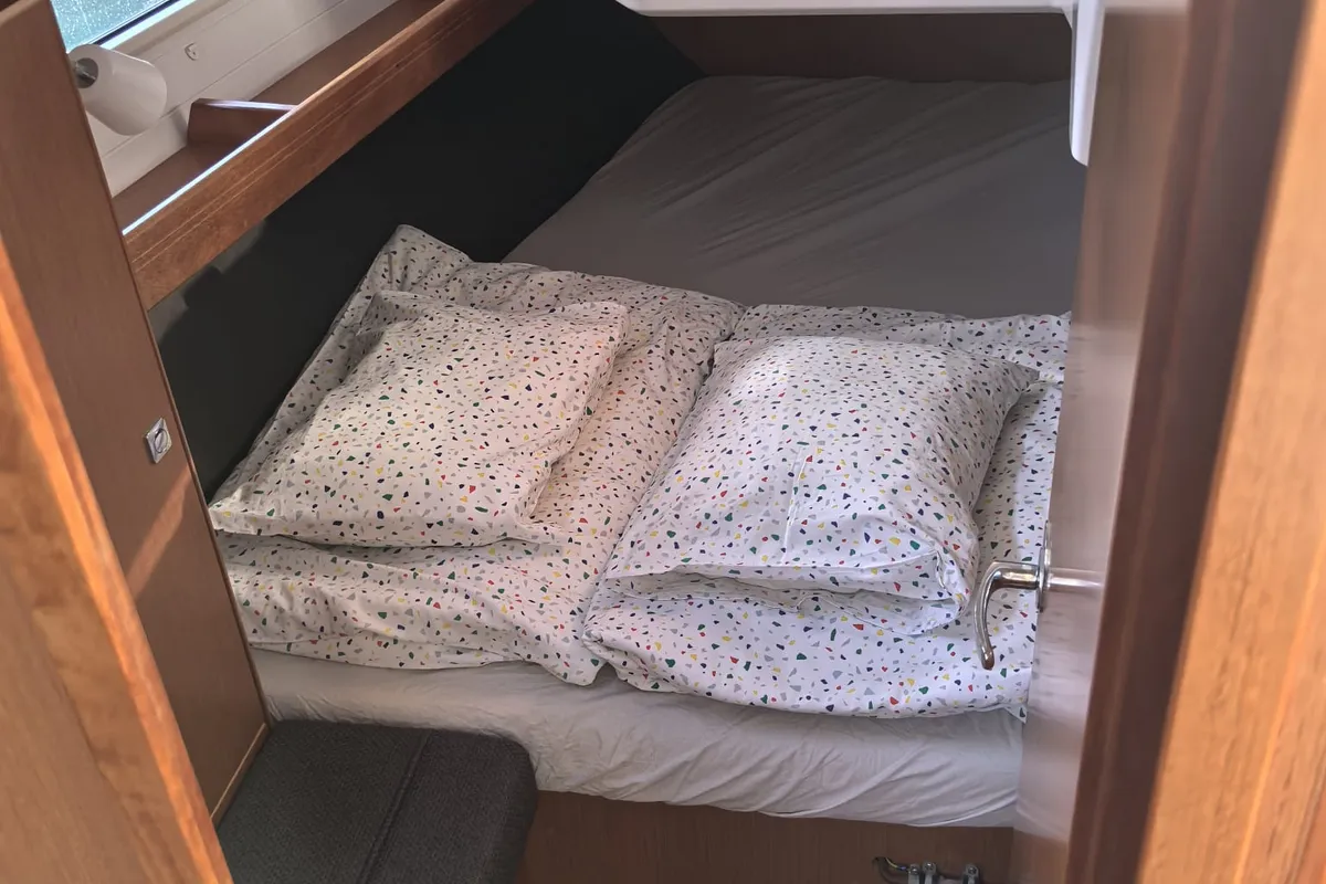 Cabin on Lady Lana, a Bavaria Cruiser 37 sailboat at Punat, Croatia