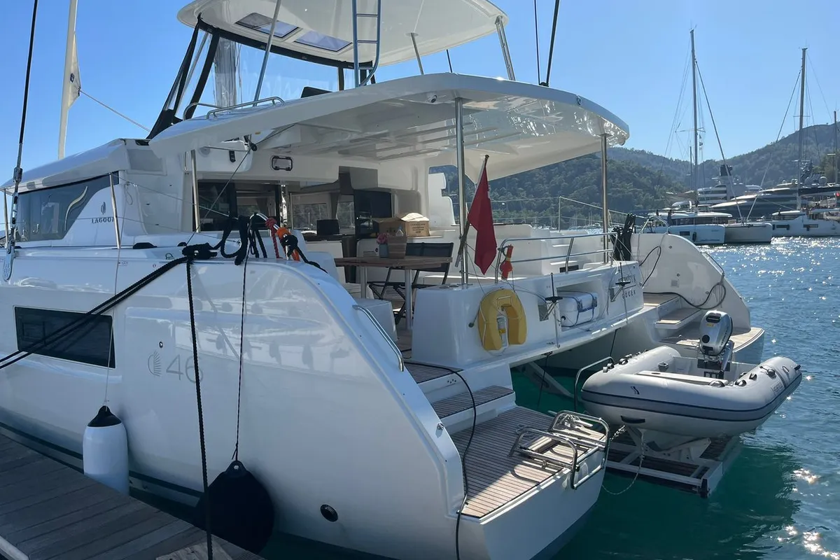 Eternityx, a Lagoon 46 catamaran at Fethiye, Turkey
