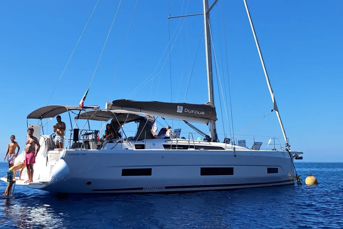 Cabin on Teti, a Dufour 470 sailboat at Tonnarella, Italy
