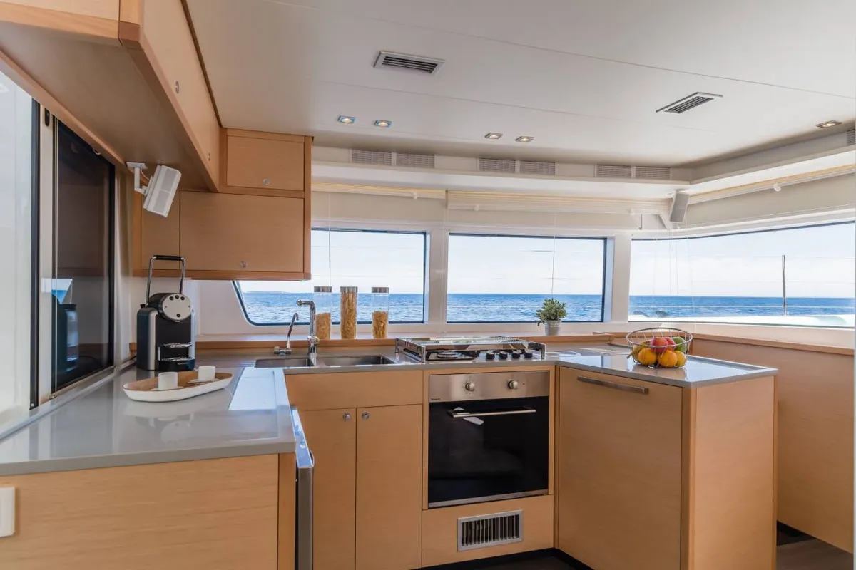 Galley of Takamaka, a Lagoon 52 catamaran at Bonifacio / Bunifaziu, France