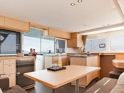 Galley of Maja, a Lagoon 450 Fly catamaran at Grimaud, France