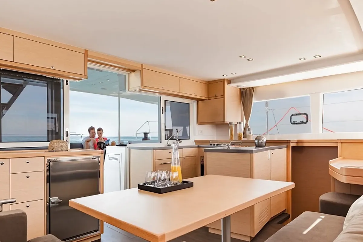 Galley of Maja, a Lagoon 450 Fly catamaran at Grimaud, France