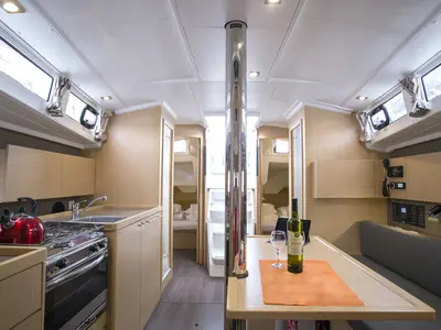 Salon of Bellagio, a Beneteau Oceanis 38.1 sailboat at Zadar, Croatia