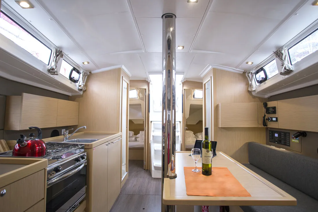 Salon of Bellagio, a Beneteau Oceanis 38.1 sailboat at Zadar, Croatia