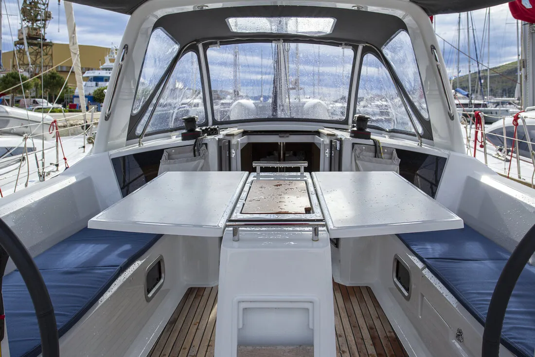 Cockpit of Bellagio, a Beneteau Oceanis 38.1 sailboat at Zadar, Croatia