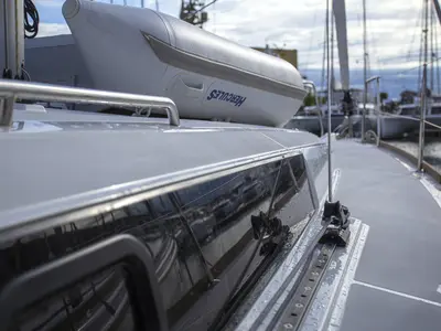 Deck of Bellagio, a Beneteau Oceanis 38.1 sailboat at Zadar, Croatia