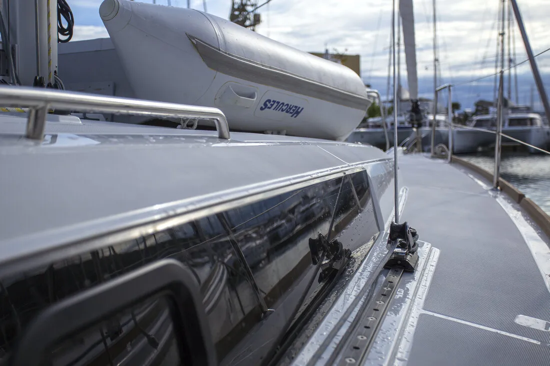 Deck of Bellagio, a Beneteau Oceanis 38.1 sailboat at Zadar, Croatia