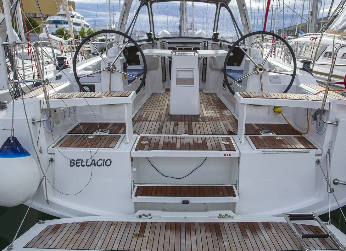 Cockpit of Bellagio, a Beneteau Oceanis 38.1 sailboat at Zadar, Croatia