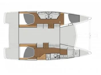 Floor plan of Joy, a Fountaine Pajot Lucia 40 catamaran at Grimaud, France