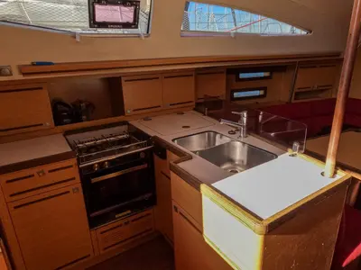 Galley of Orca V., a Elan Impression 394 sailboat at Izola (Isola), Slovenia