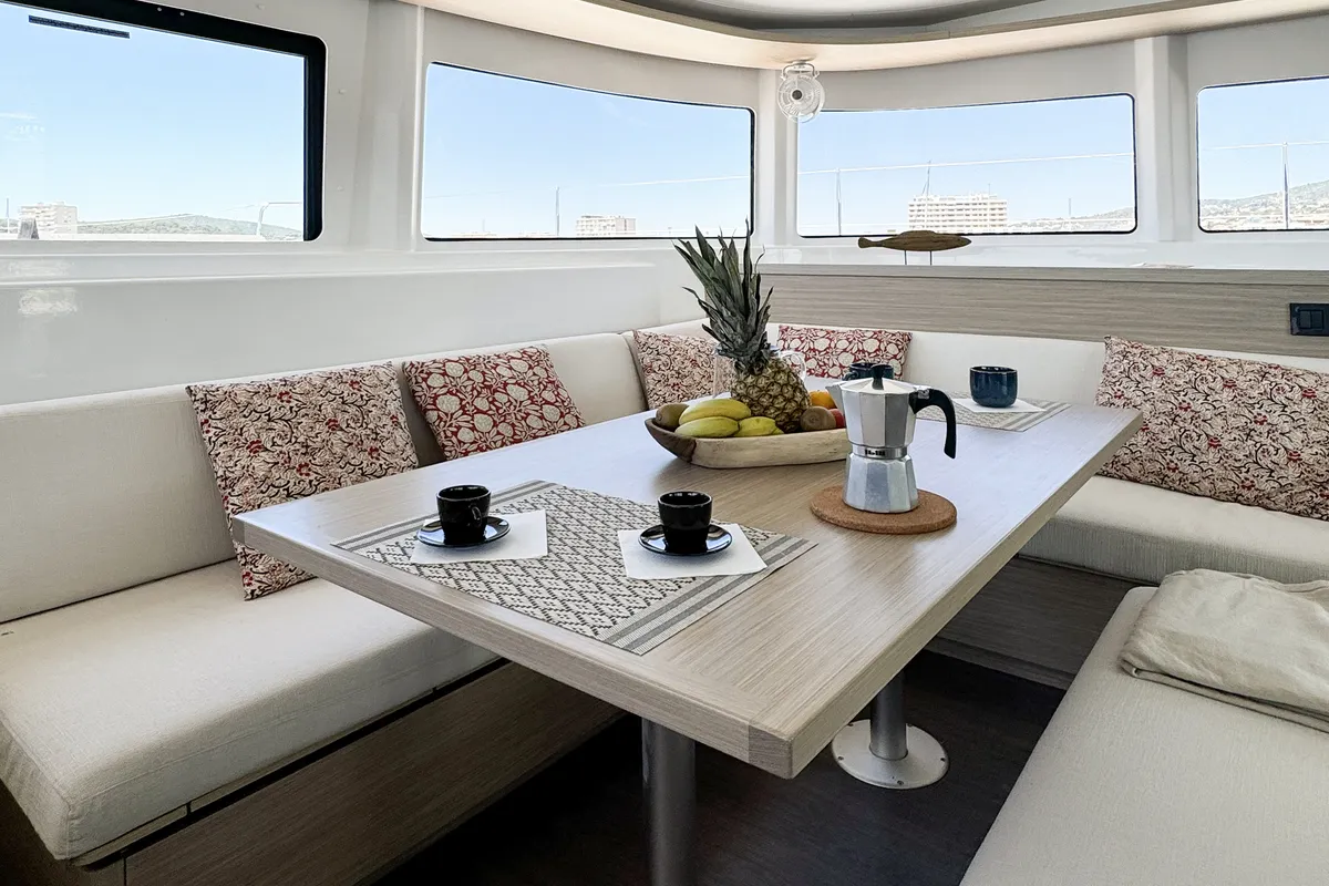 Salon of Yoff, a Lagoon 46 catamaran at Ajaccio, France