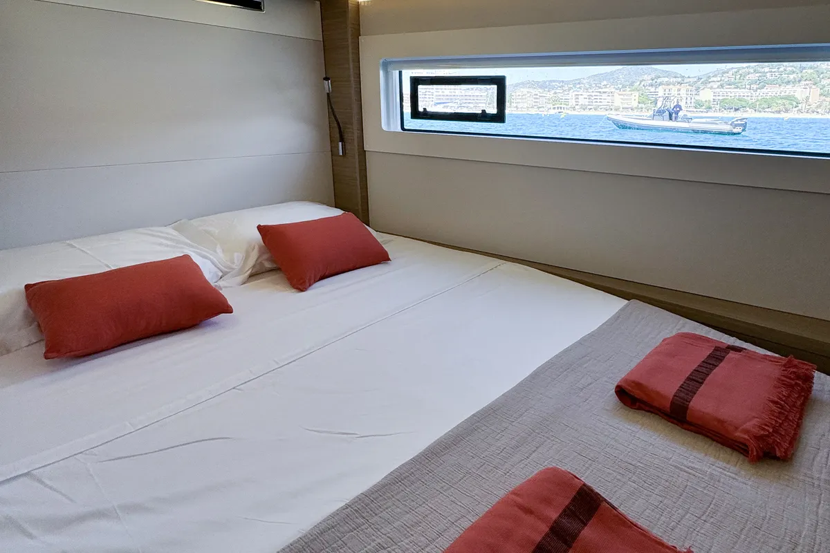Cabin on Yoff, a Lagoon 46 catamaran at Ajaccio, France