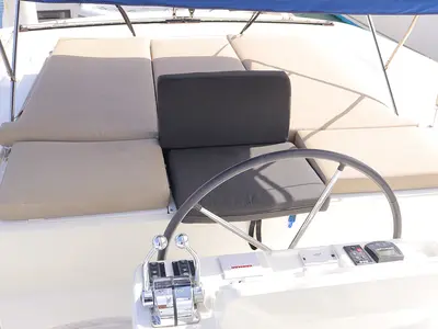 Cockpit of Skye, a Lagoon 50 catamaran at Parham Town, British Virgin Islands
