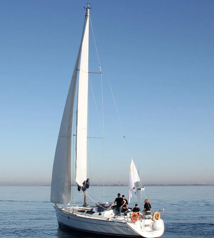 Exterior view of Moulin Rouge, a Jeanneau Sun Odyssey 40 sailboat at Barth, Germany