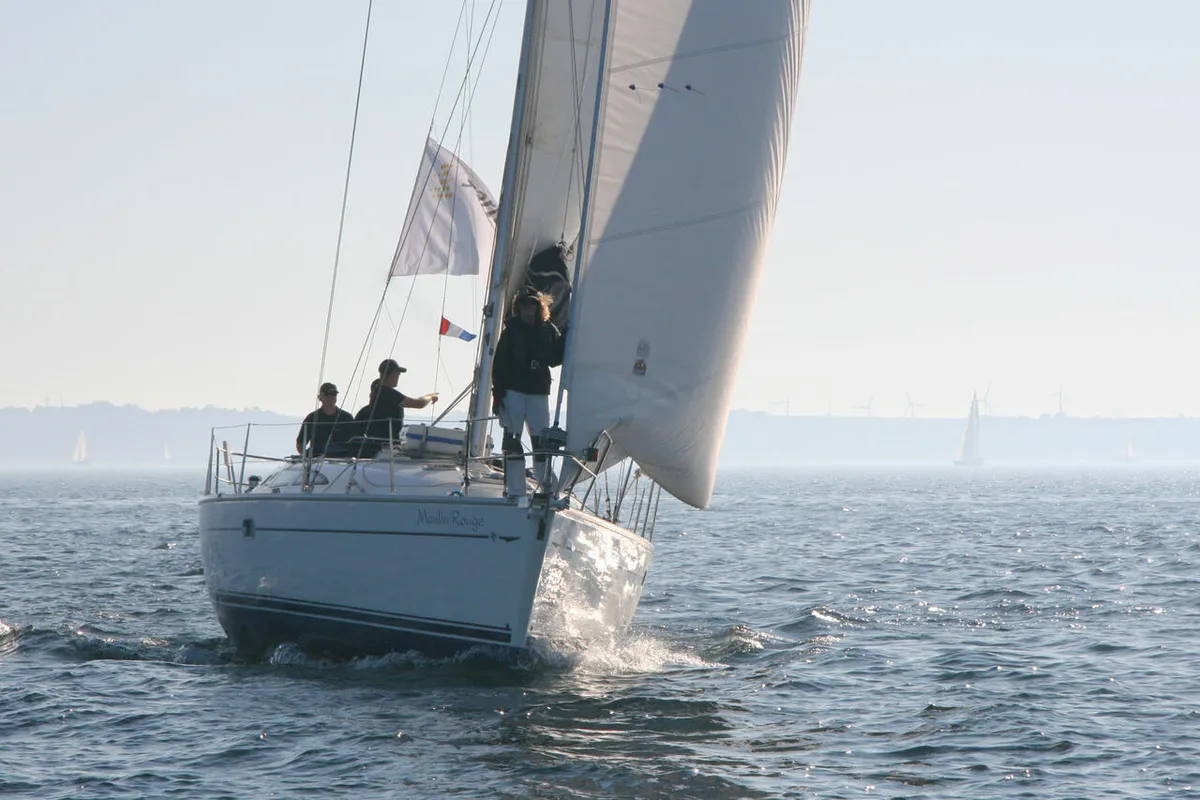 Exterior view of Moulin Rouge, a Jeanneau Sun Odyssey 40 sailboat at Barth, Germany