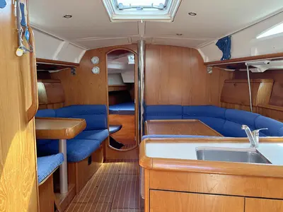Salon of Moulin Rouge, a Jeanneau Sun Odyssey 40 sailboat at Barth, Germany