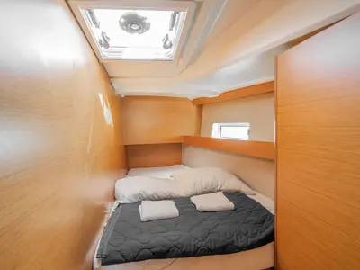 Cabin on Sea Safari, a Jeanneau Sun Odyssey 490 sailboat at Municipal Unit of Ellomenos, Greece