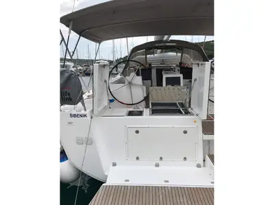 Deck of Lisabet, a Dufour 460 Grand Large sailboat at Primošten, Croatia