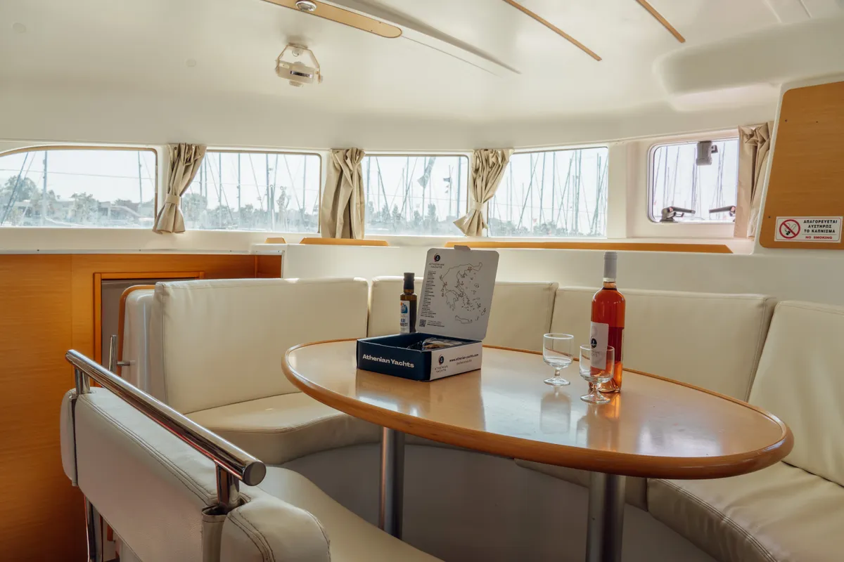 Salon of Nefertiti, a Lagoon 380 S2 catamaran at Kos, Greece