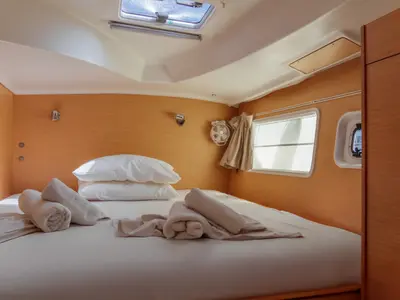Cabin on Nefertiti, a Lagoon 380 S2 catamaran at Kos, Greece