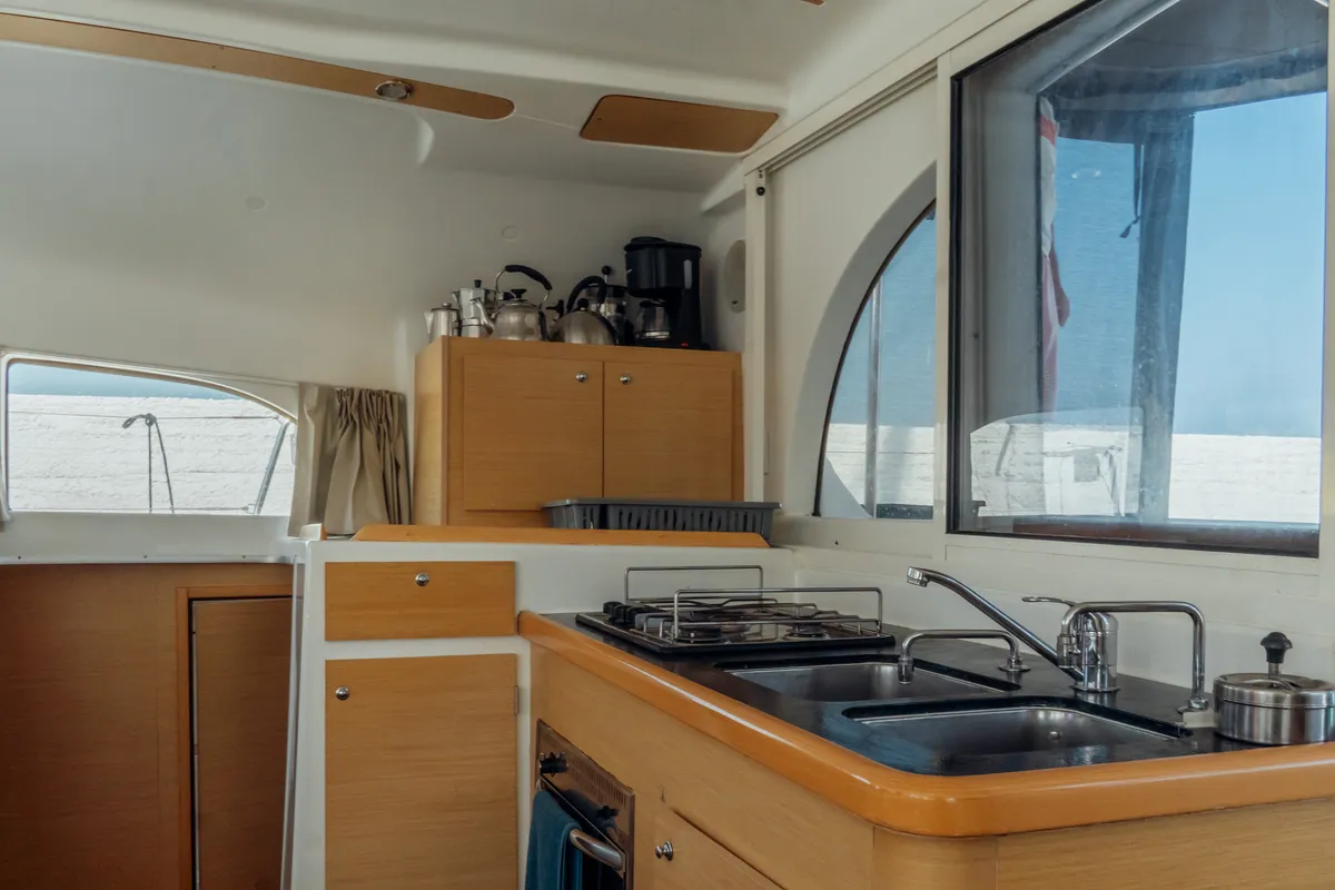 Galley of Nefertiti, a Lagoon 380 S2 catamaran at Kos, Greece