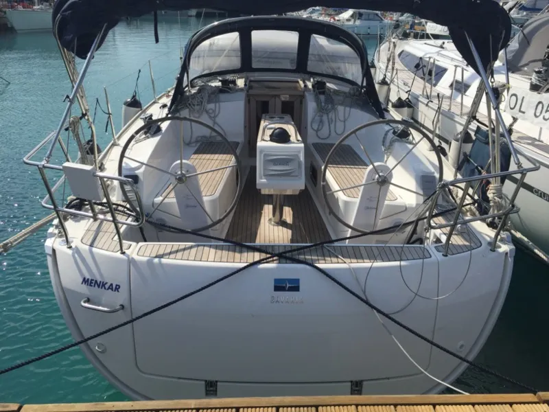 Cabin on Menkar, a Bavaria Cruiser 37 sailboat at Olbia, Italy