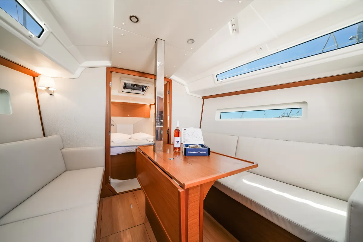 Head on NorthWind 35, a Jeanneau Sun Odyssey 350 sailboat at Sipias Municipal Unit, Greece