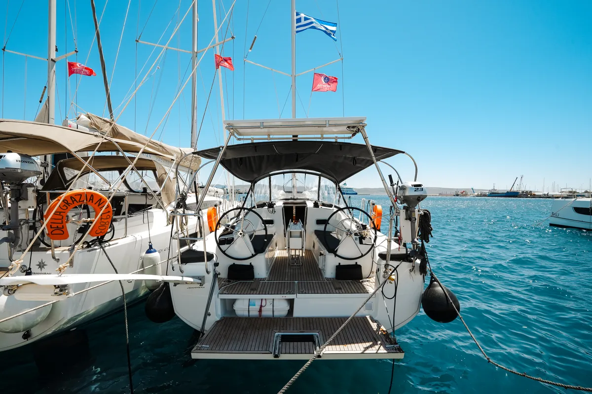 Exterior view of NorthWind 35, a Jeanneau Sun Odyssey 350 sailboat at Sipias Municipal Unit, Greece