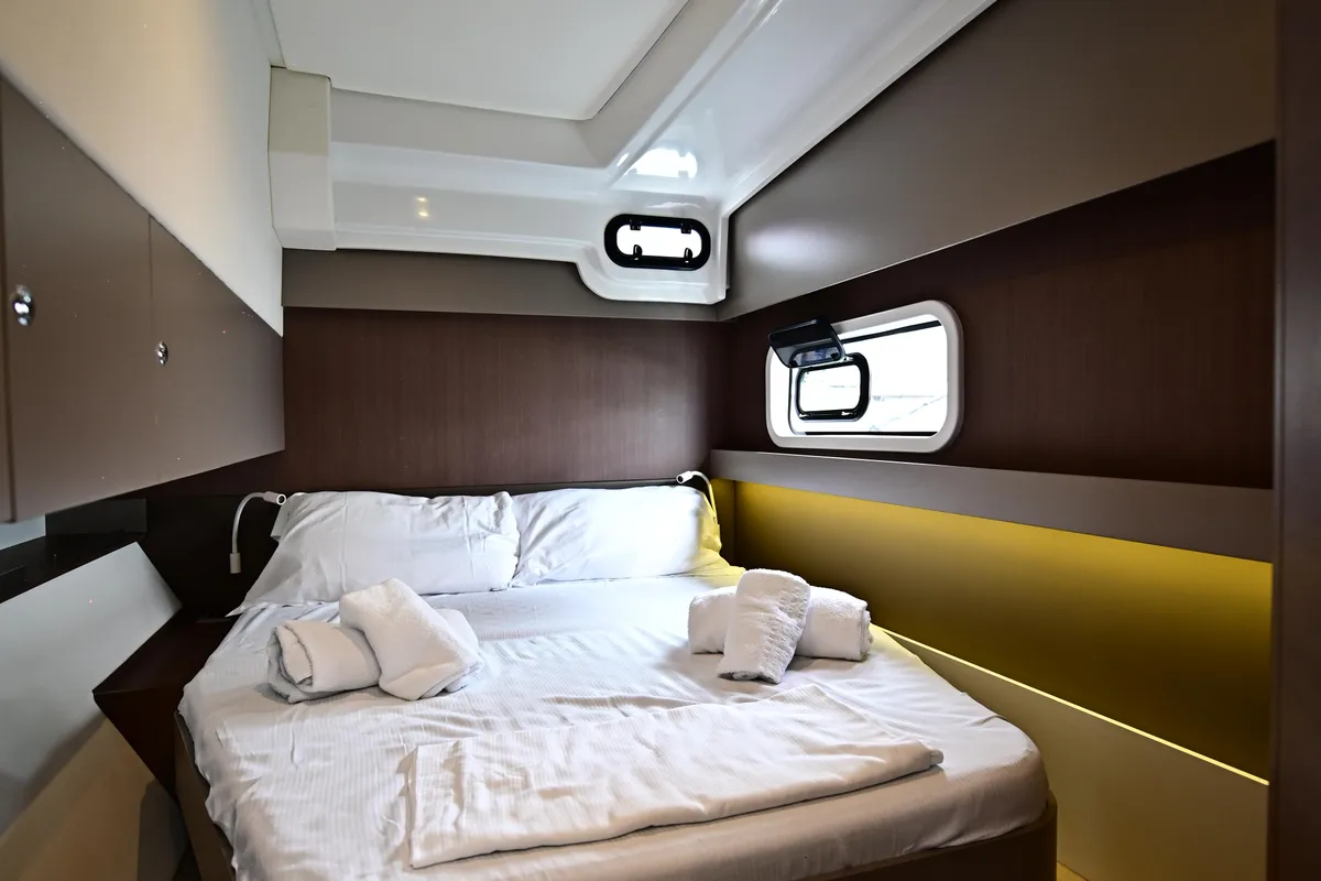 Cabin on Perrito Caliente, a Bali Catspace catamaran at Tonnarella, Italy