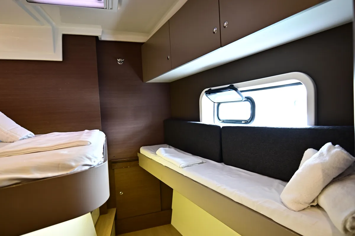 Cabin on Perrito Caliente, a Bali Catspace catamaran at Tonnarella, Italy