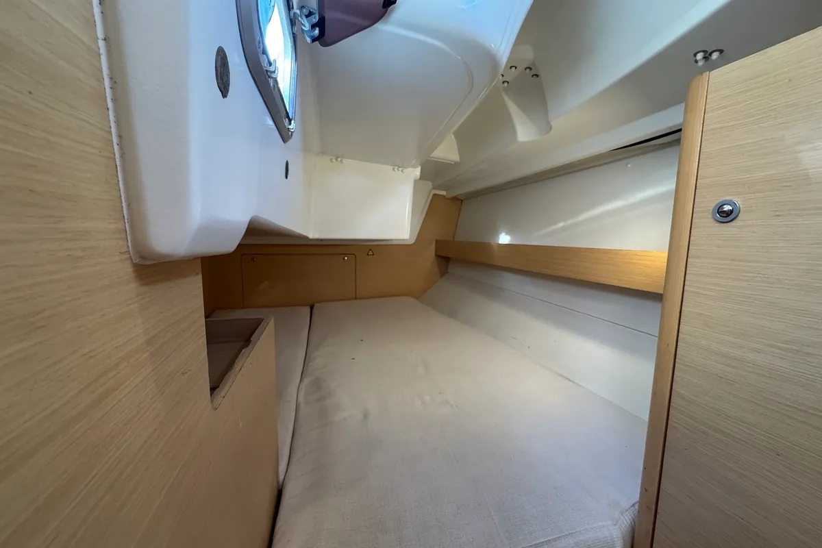 Cabin on Barboat, a Beneteau First 30 sailboat at La Rochelle, France