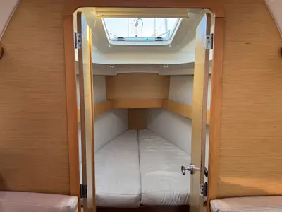 Cabin on Barboat, a Beneteau First 30 sailboat at La Rochelle, France
