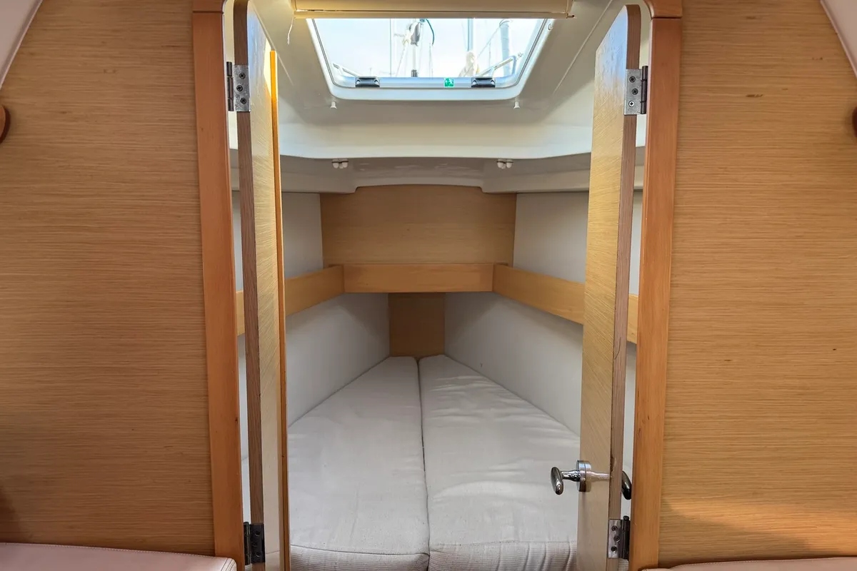 Cabin on Barboat, a Beneteau First 30 sailboat at La Rochelle, France