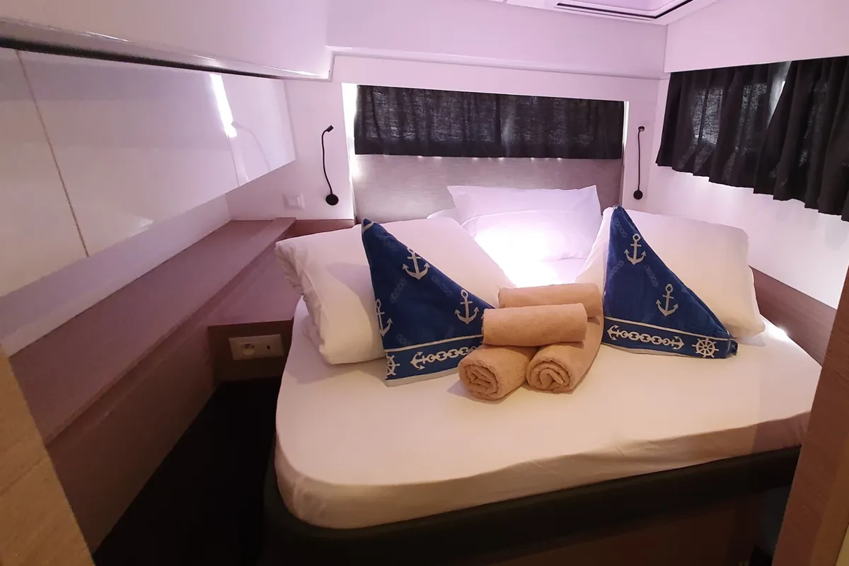 Cabin on Summer Flow, a Fountaine Pajot Elba 45 catamaran at Seget Donji, Croatia
